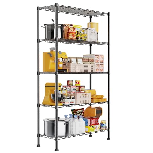 5-Wire Metal Storage Rack Adjustable Shelves T8434