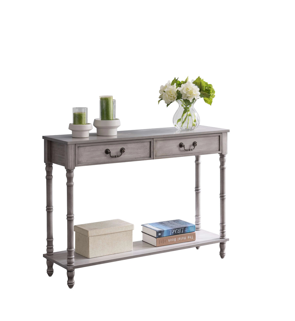 Washed Oak 2 Drawer Console Table with Shelf Z890814