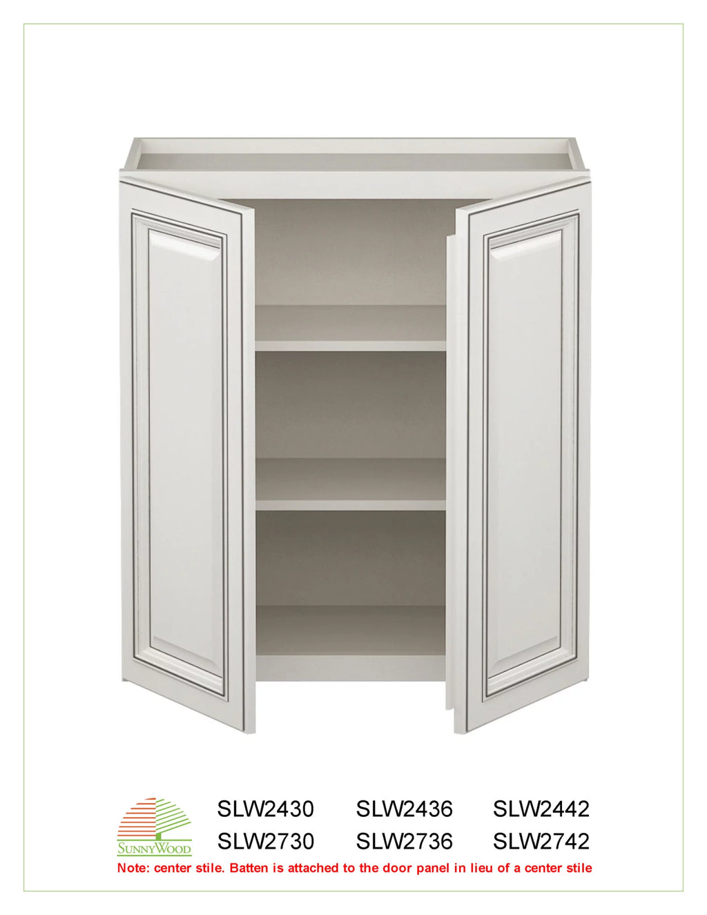 White 24" x 30" Double Door Wall Cabinet C619