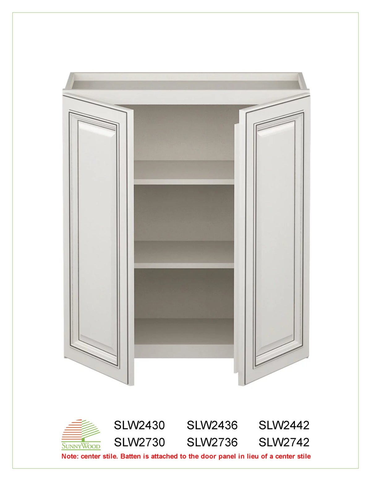 White 24" x 30" Double Door Wall Cabinet C619