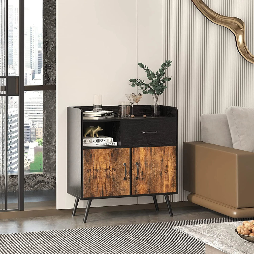 Cabinet with 1 Drawer 2 Doors 1 Open Shelves Free Standing Cupboard with 4 Legs G903649