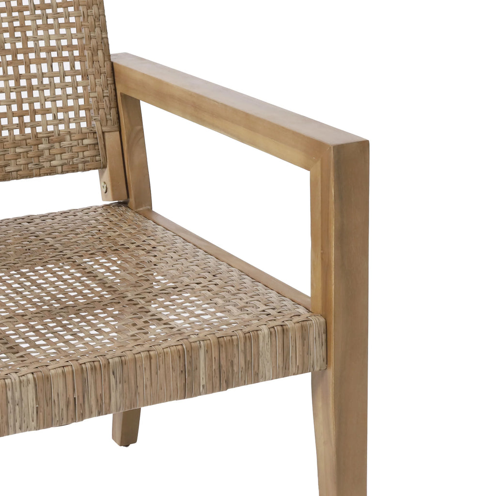Wicker and Acacia Wood Outdoor Club Chairs, Set of 2 P782