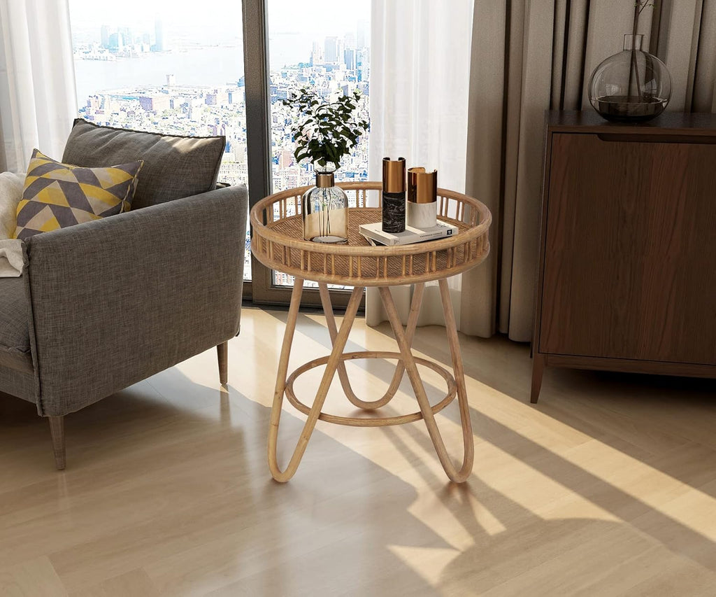 Rattan Tray Top End Table J582