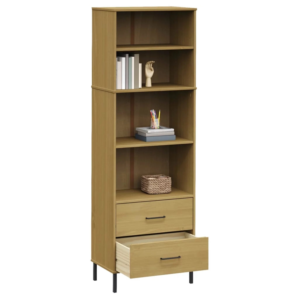 Pine Wood Bookcase with 2 Drawers and 4 Compartments I51536