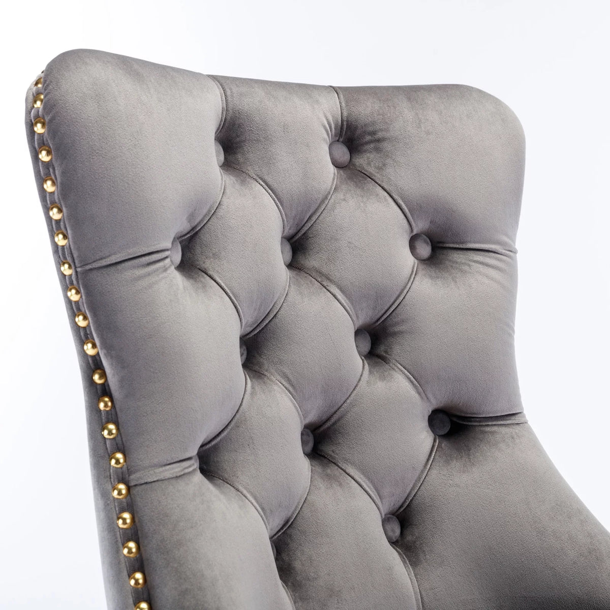 Velvet Upholstered Tufted Office Chair with Golden Metal Base C319