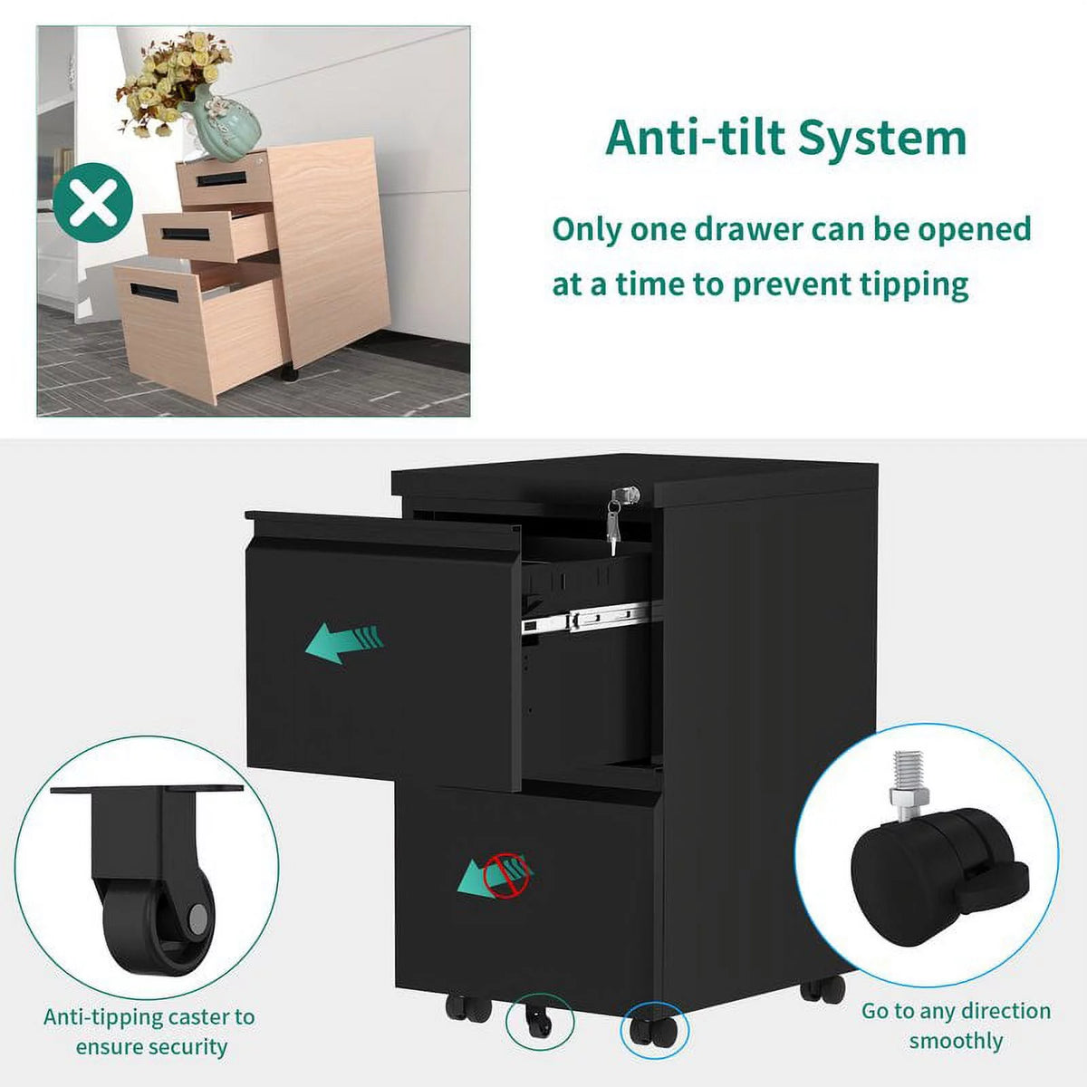 2-Drawer Locking Steel File Cabinet T37866