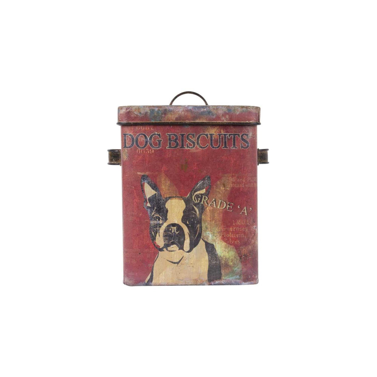 Vintage Tin Dog Biscuit Container with Boston Terrier Y40767