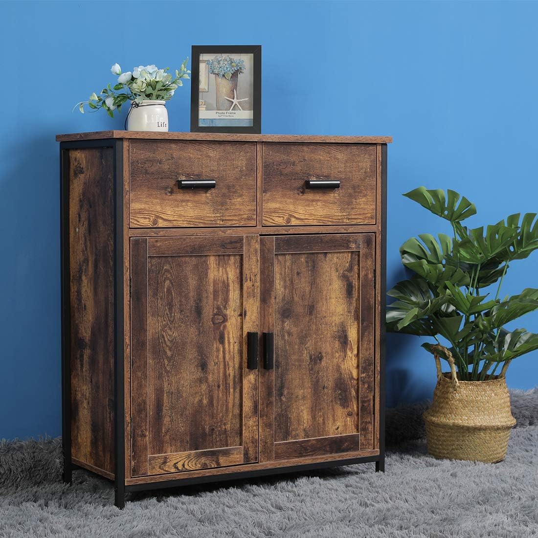 Industrial Storage Cabinet with 2 Drawers and Doors Z458401