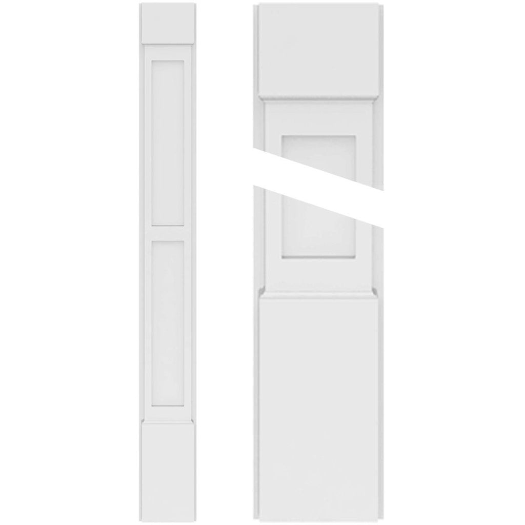 PVC Two Equal Flat Panel Pilaster with Capital & Base (Pair) M22356
