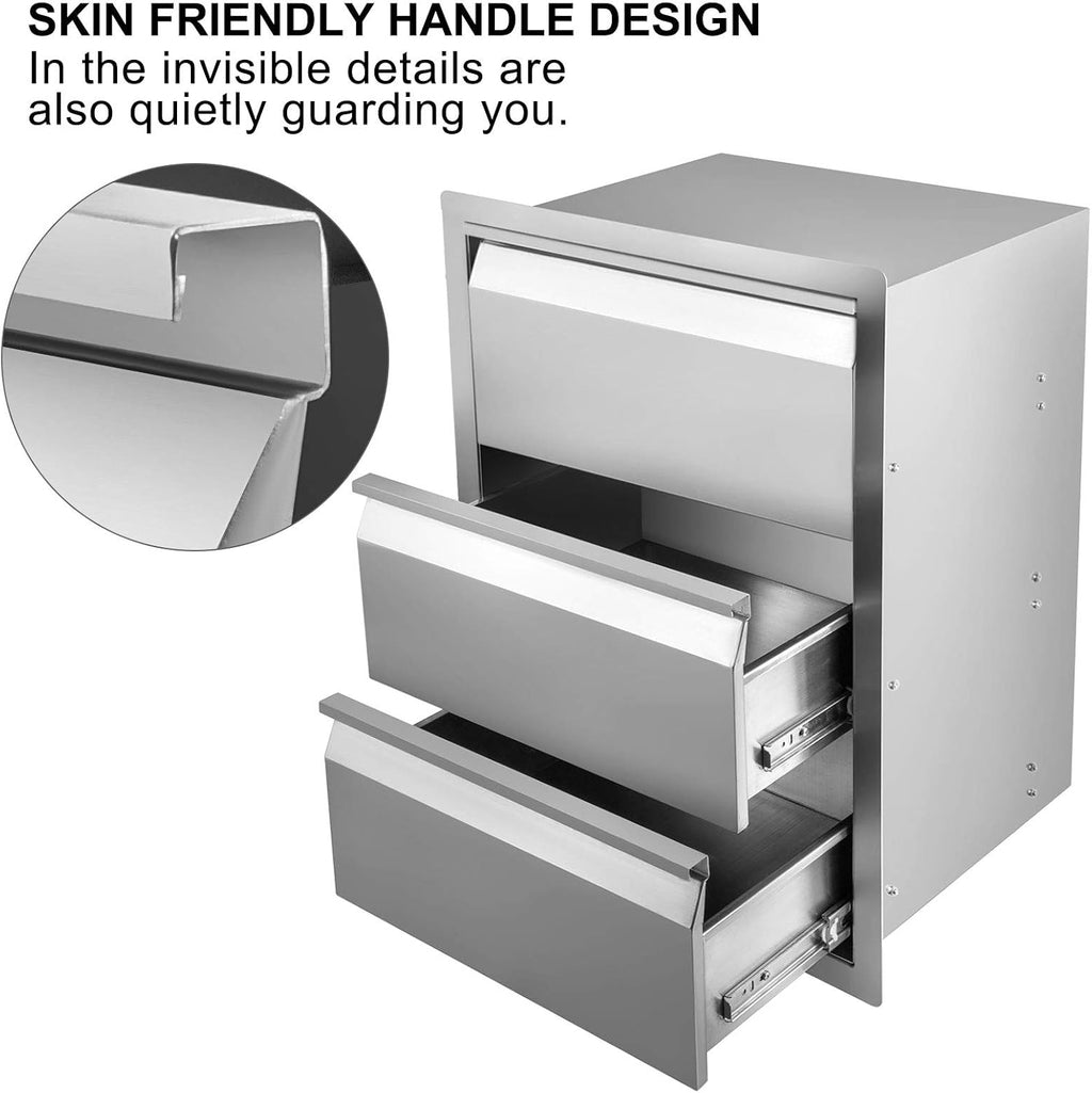Stainless Steel Triple Access Outdoor Kitchen Drawers U3790