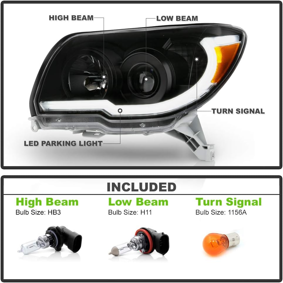 Black LED Projector Headlights Set Left+Right P79694