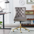 Velvet Upholstered Tufted Office Chair with Golden Metal Base C319