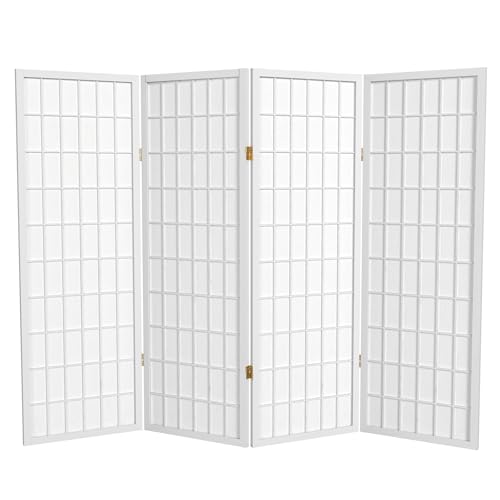 White 3 Panels 4 ft. Short Window Pane Shoji Screen U732