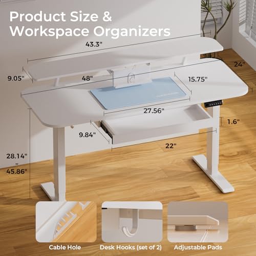 Black Electric Standing Desk with Drawers I6087