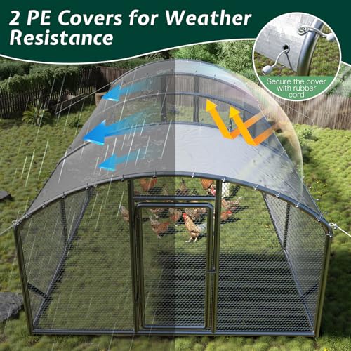 9x25.3x6.4 FT Walk-in Chicken Coop with PE Cover Z5923