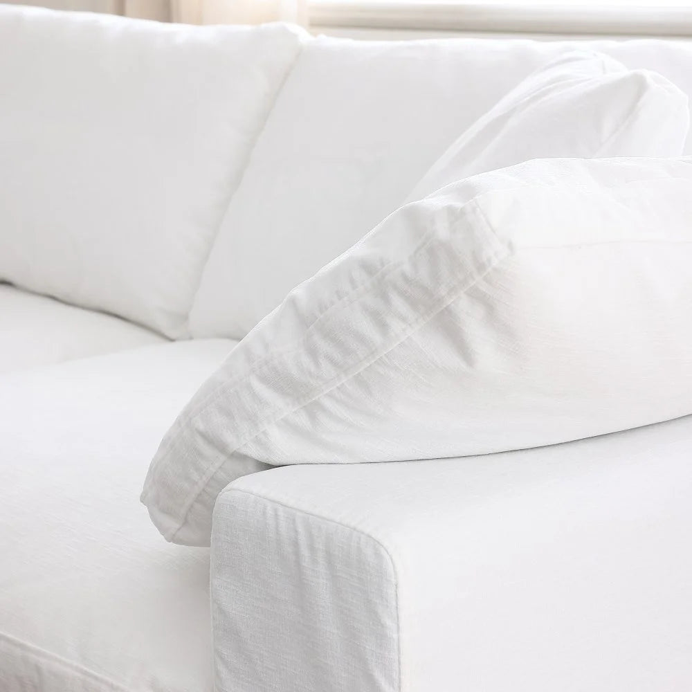 White Convertible Sectional Sofa with 2 Ottomans Z615