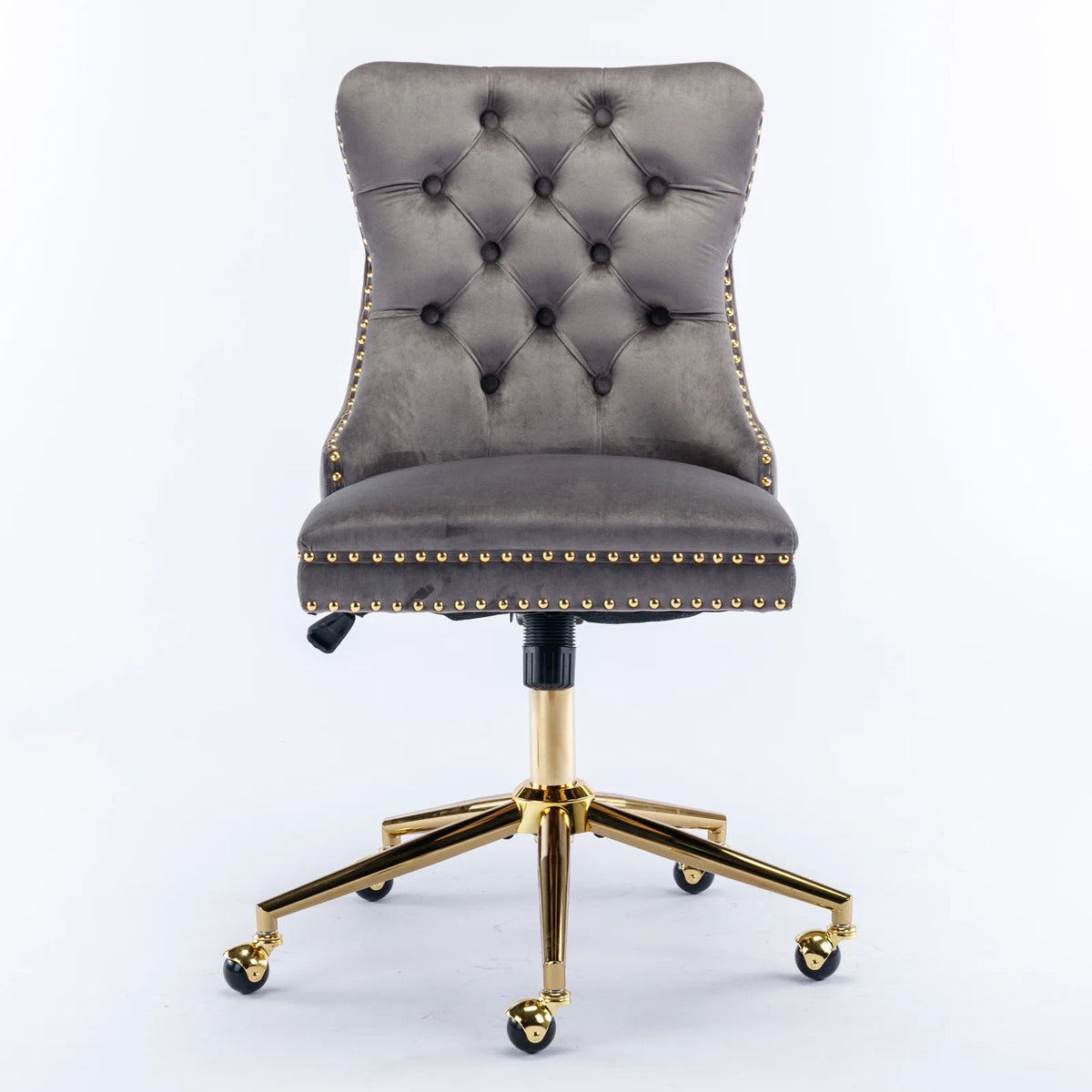Velvet Upholstered Tufted Office Chair with Golden Metal Base C319