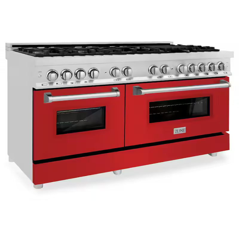 9-Burner Double Oven Dual Fuel Range with Red Matte Door W866654