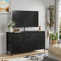Black 5 Drawer Fabric Dresser T16799