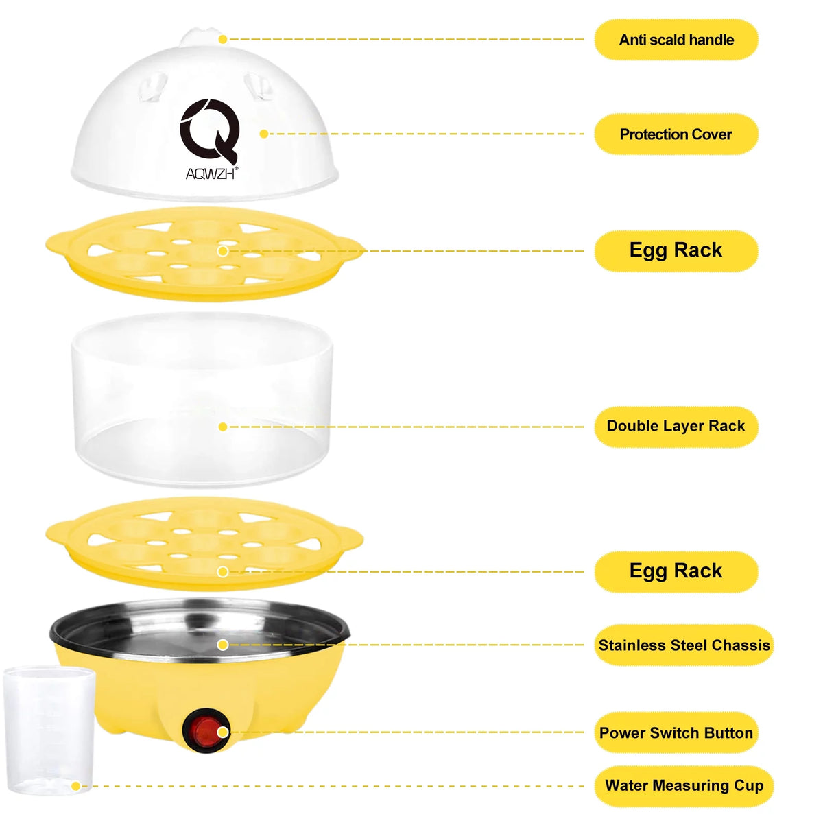 Electric Rapid Egg Cooker 14 Capacity with Auto Shut Off D3344