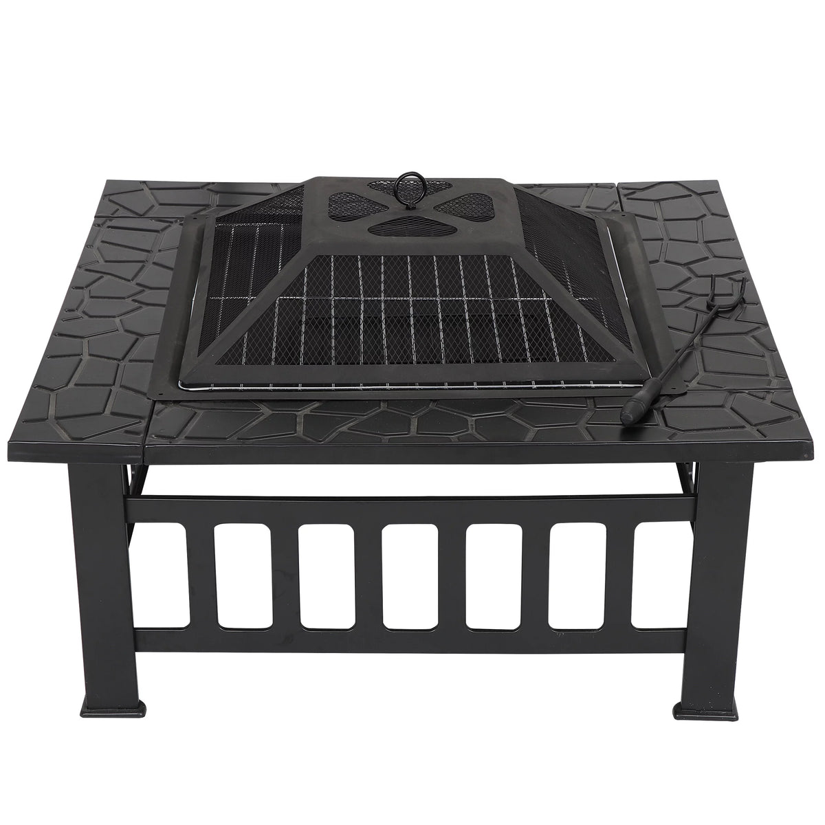 32 Outdoor Wood Burning Fire Pit Square Metal Stove B769
