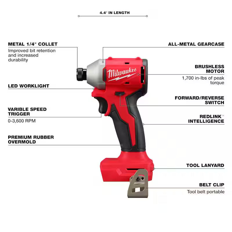 18-Volt Lithium-Ion Brushless Cordless 1/4 in. Compact Impact Driver with Battery and Charger F850529