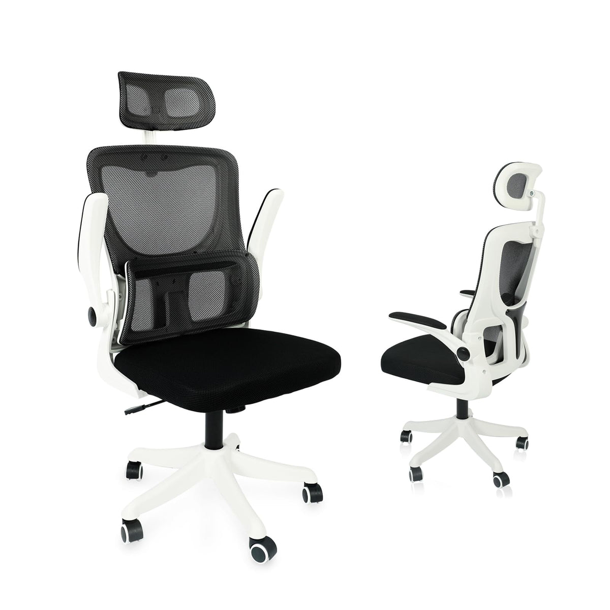 White Mesh Ergonomic Office Chair with Headrest O372
