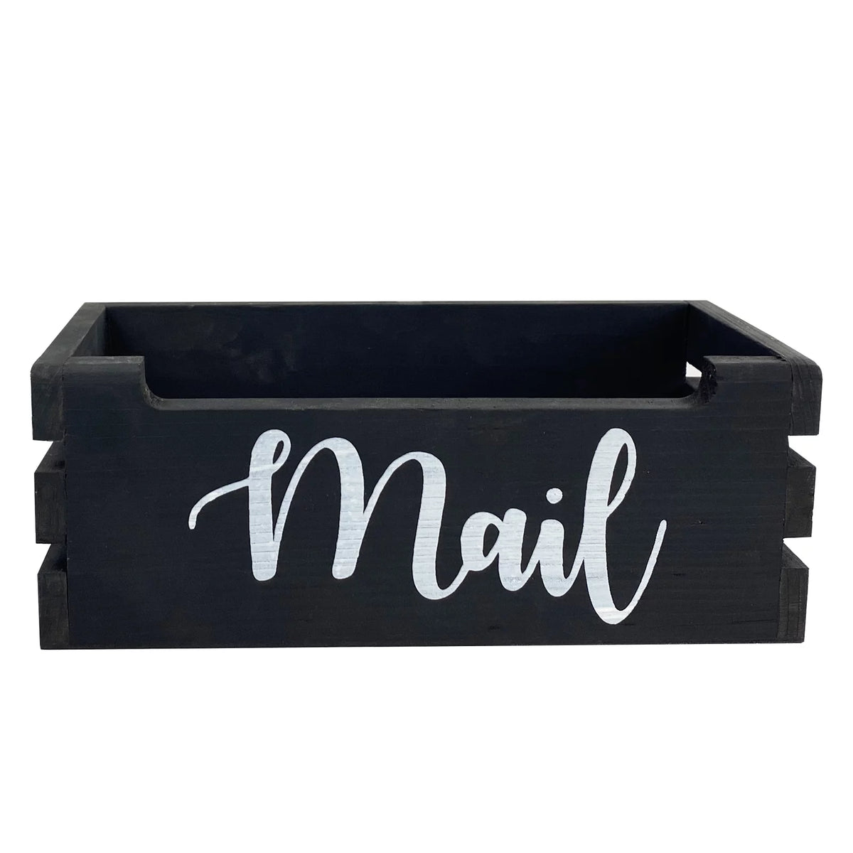 Rustic Wood Mail Holder Storage Box B80422