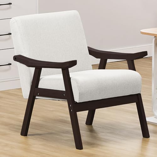 Mid Century Upholstered Accent Chair with Solid Wood Armrest L2103