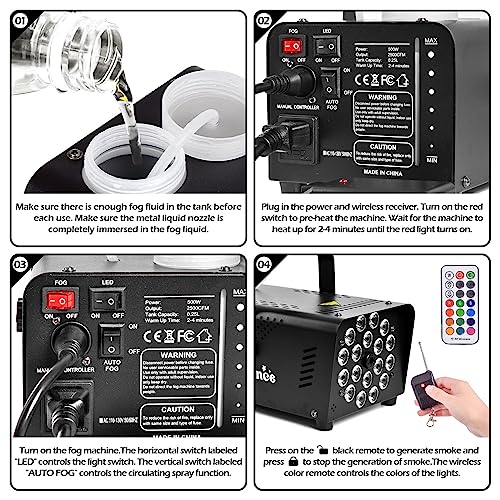 500W Fog Machine with LED Lights and Remote Control N7386