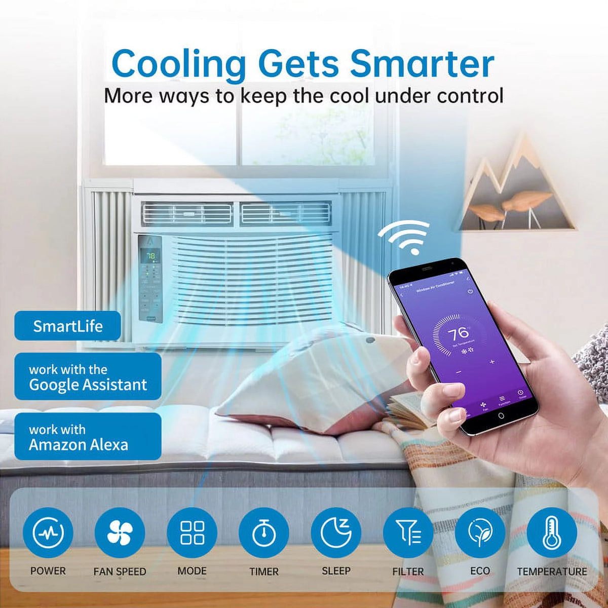 8,000 BTU Smart WiFi Window-Mounted Air Conditioner E78567