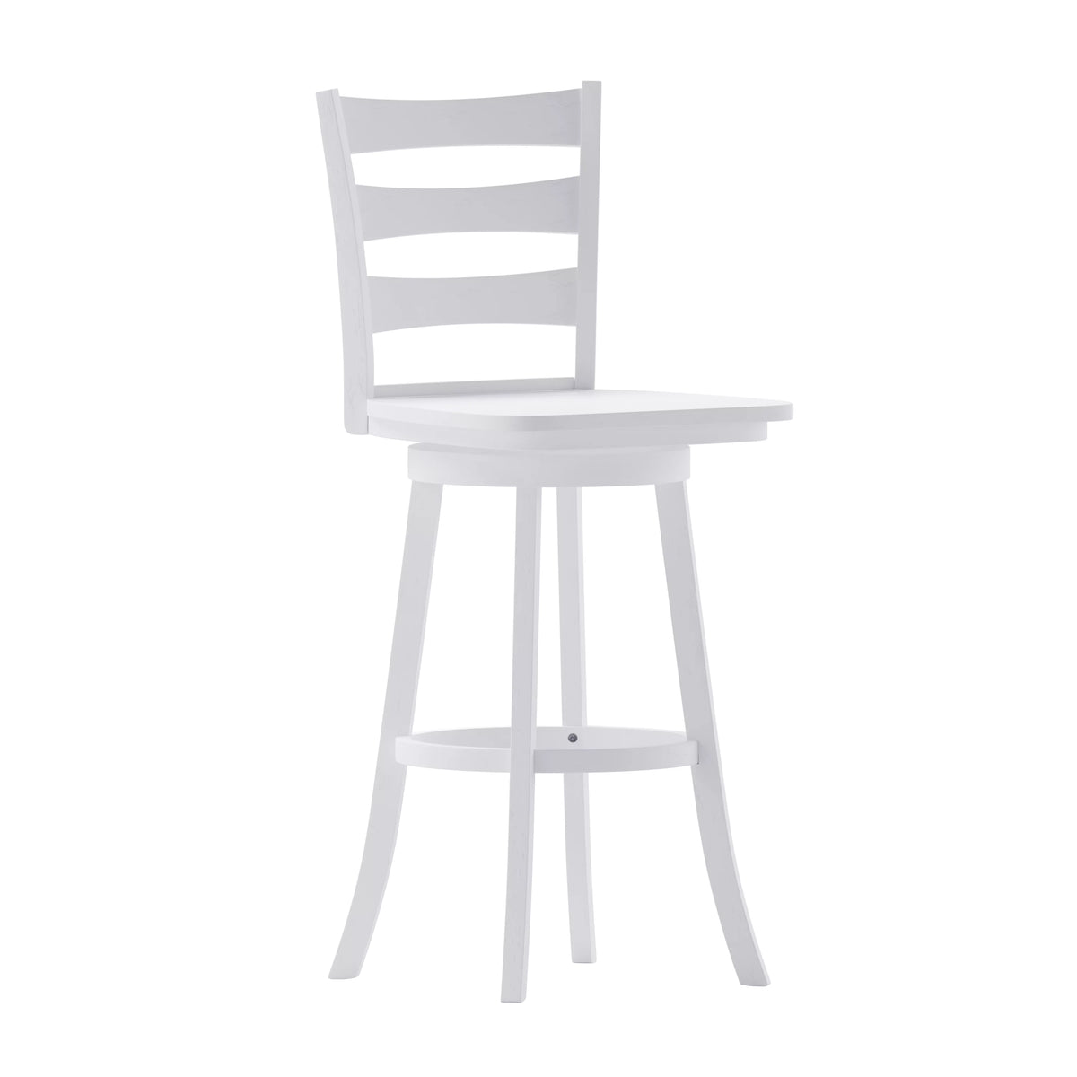 30" Antique White Swivel Bar Height Stool with Wood Seat and Footrest T9284