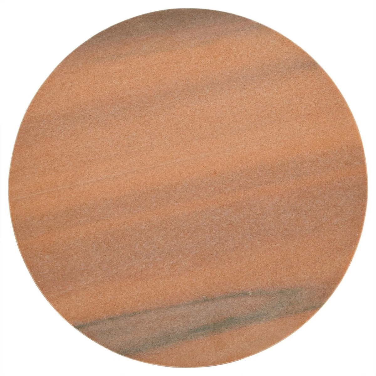 Contemporary Round Marble Top Side Table in Peach and Brown R4831