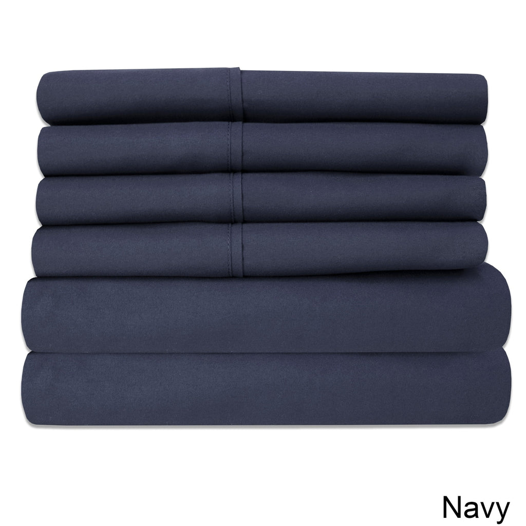 Queen 6-Piece Bed Sheet Set Navy Y399170