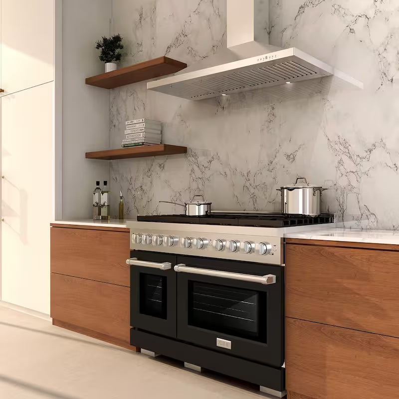 8-Burner Freestanding Gas Range and Double Convection Oven in Stainless Steel E6626