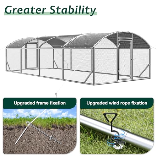 9x25.3x6.4 FT Walk-in Chicken Coop with PE Cover Z5923