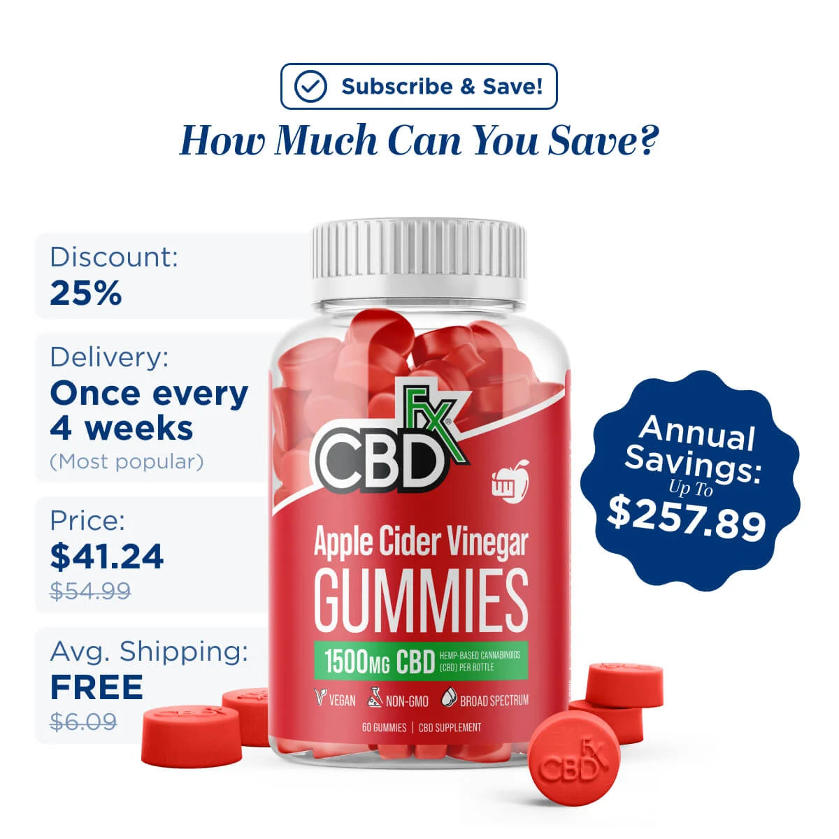 Apple Cider Vinegar CBD Gummies 1500mg B40992