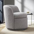 White Boucle Fabric Barrel Accent Chair E452