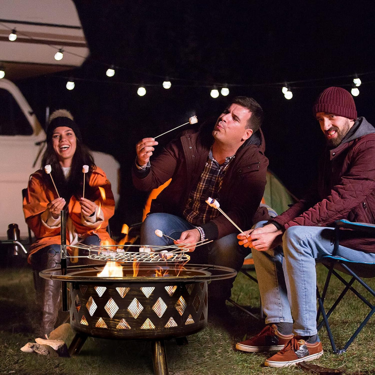 30 Inch Wood Burning Fire Pit with BBQ Grill U316973