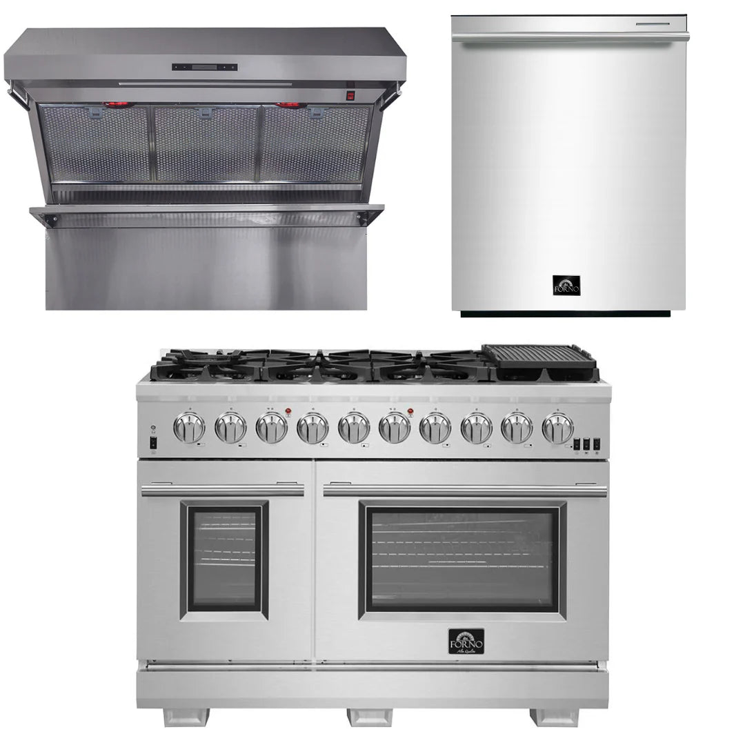 48 Inch Pro Gas Range, Wall Mount Range Hood, Dishwasher C718150