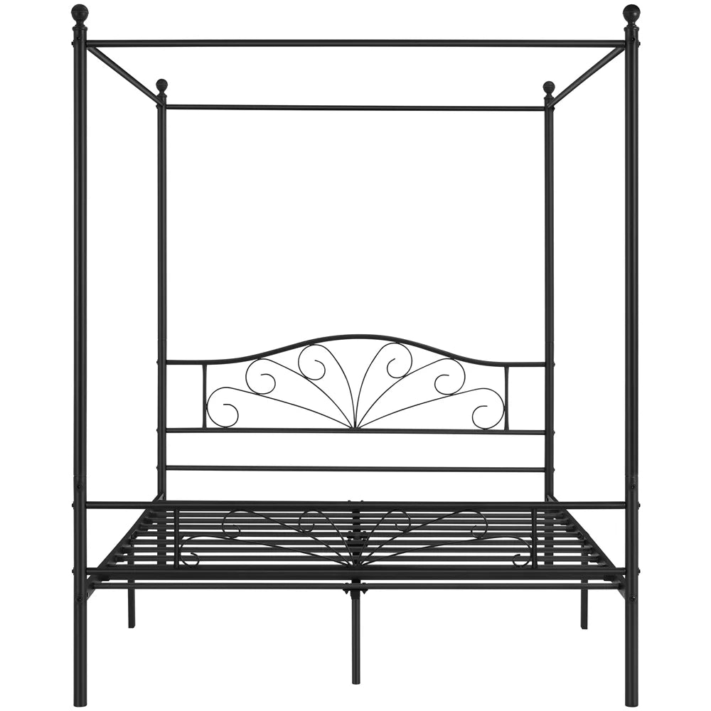 Black Queen Canopied Platform Bed C487544