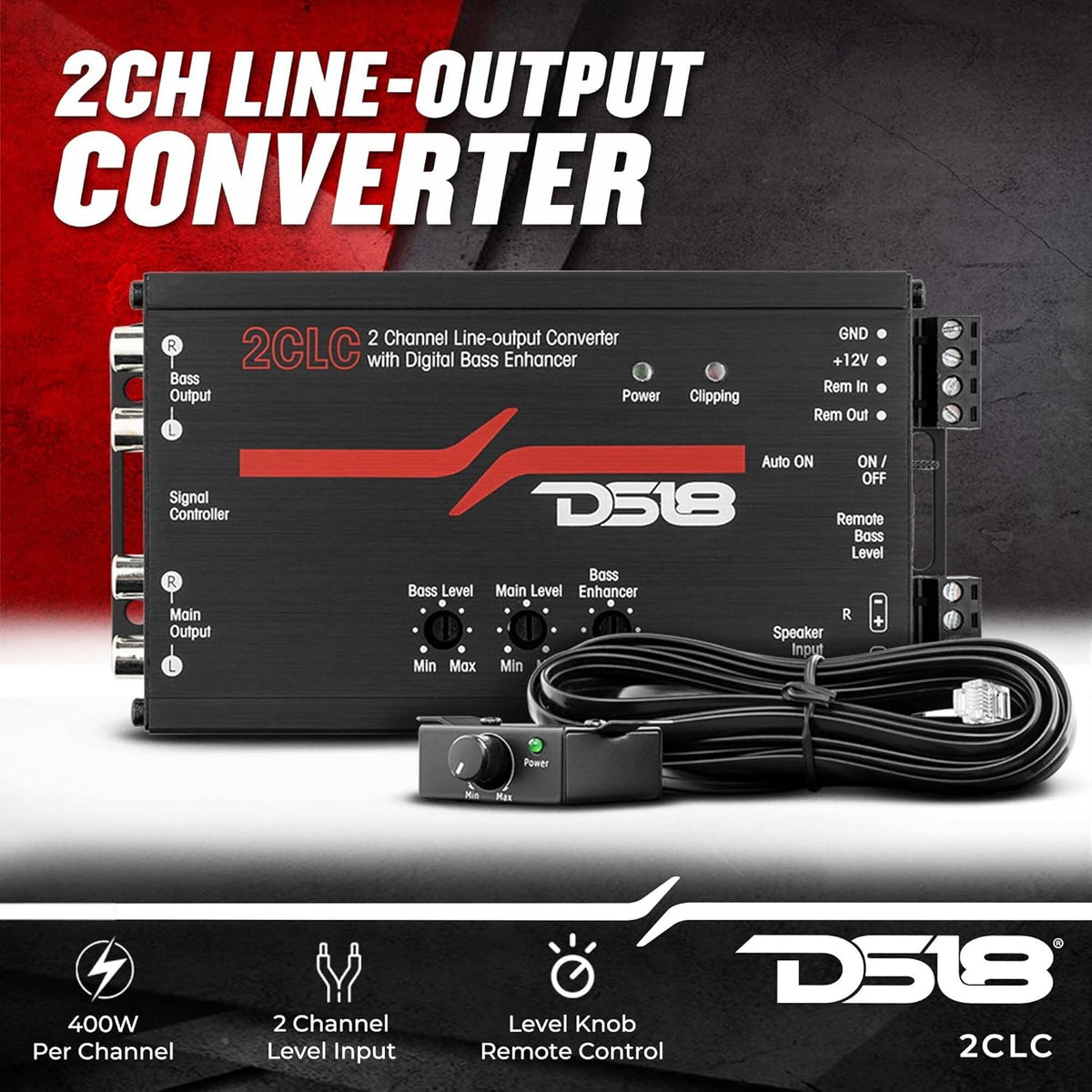 2 Channel Line Output Converter with Digital Bass Enhancer F57406