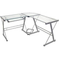 L Shaped Computer Desk with Keyboard Tray Silver X4787