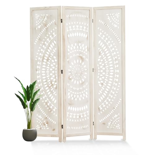 66.9 Inch 6 Panels Wood Carved Folding Room Divider R16229
