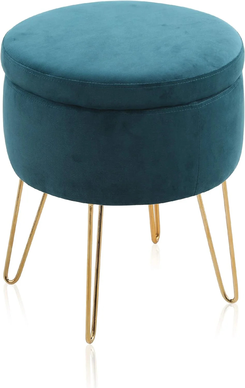 Green Velvet Round Storage Ottoman M7786