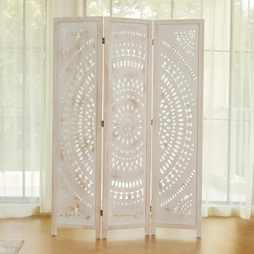 66.9 Inch 6 Panels Wood Carved Folding Room Divider R16229