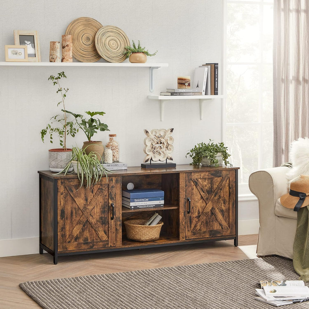 Farmhouse TV Stand for 65 Inch TV with Adjustable Shelves J5829