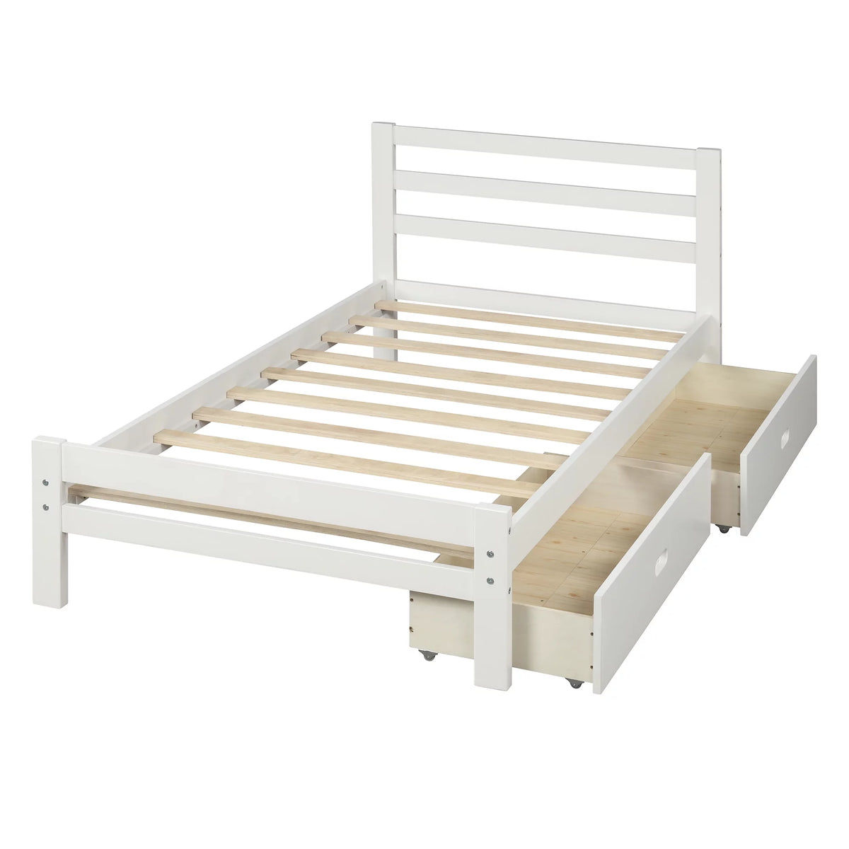 Wood Platform Bed Frame with Drawers and Headboard C155355