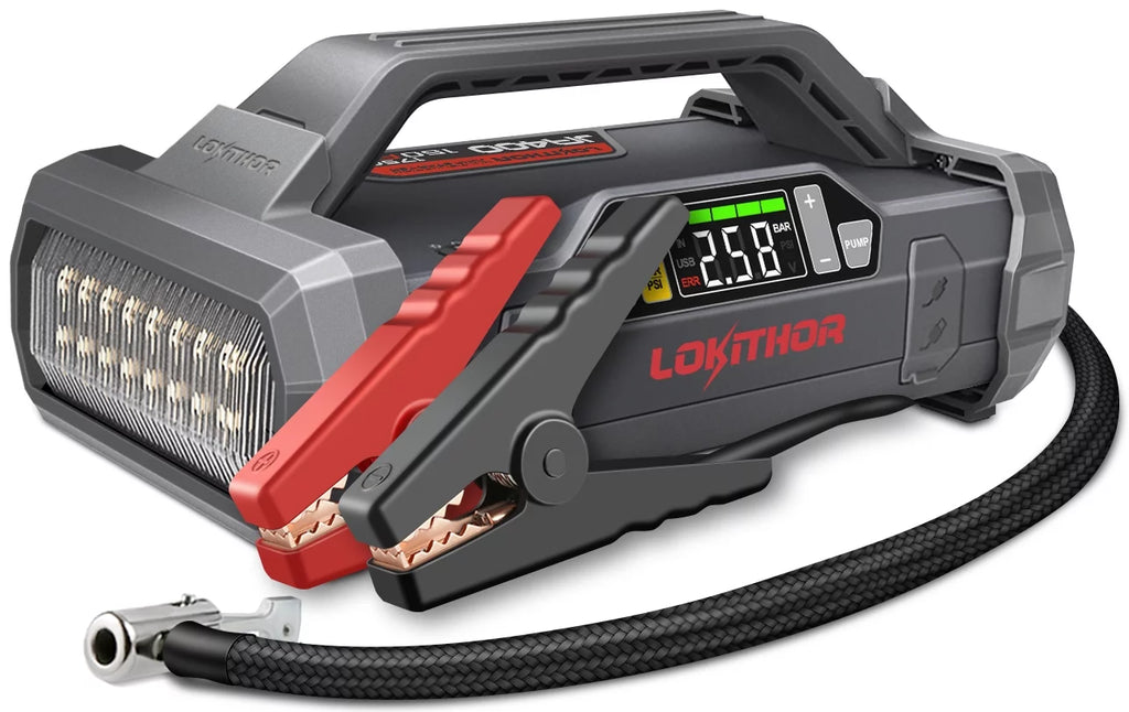 1750A 12V Jump Starter with Air Compressor and 150PSI Digital Tire Inflator F8092