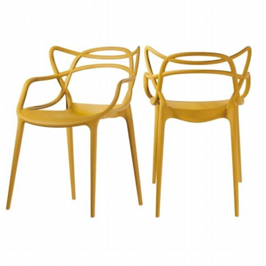 Yellow Molded Plastic Dining Chair Set of 2 Q459375